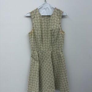 Chic Cream Geometric Pattern Mini Dress